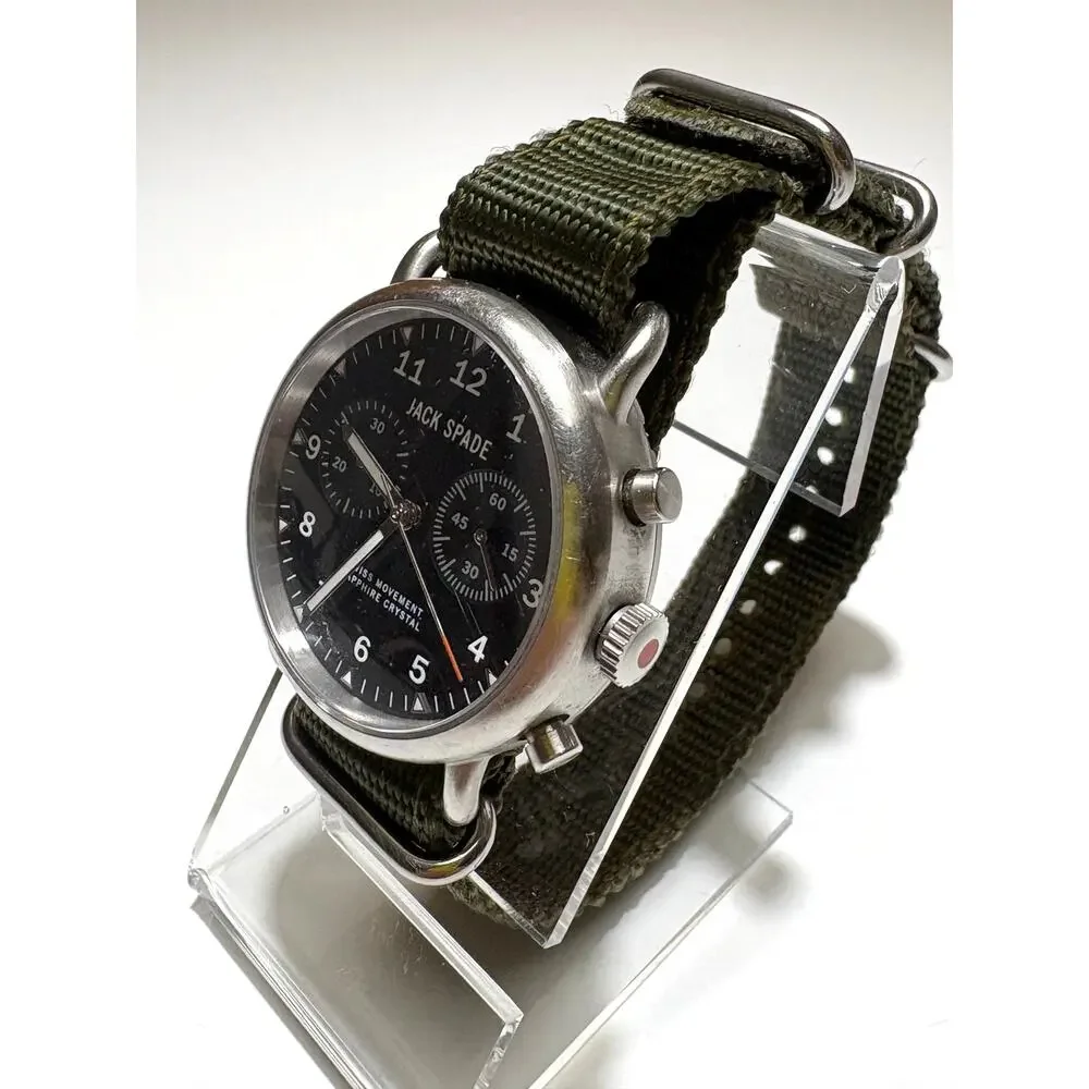 Jack Spade Norton 2-Eye Chronograph Stainless Steel Black Watch 38mm 2 Bands